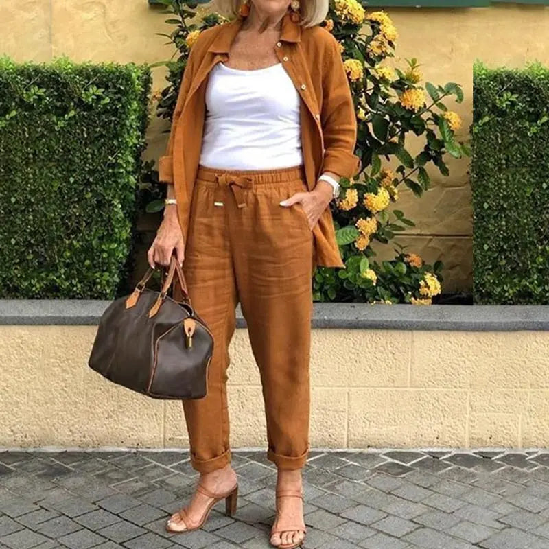 Zweiteiliges Leinen-Set | Hemd & Hose | Luftig & Bequem