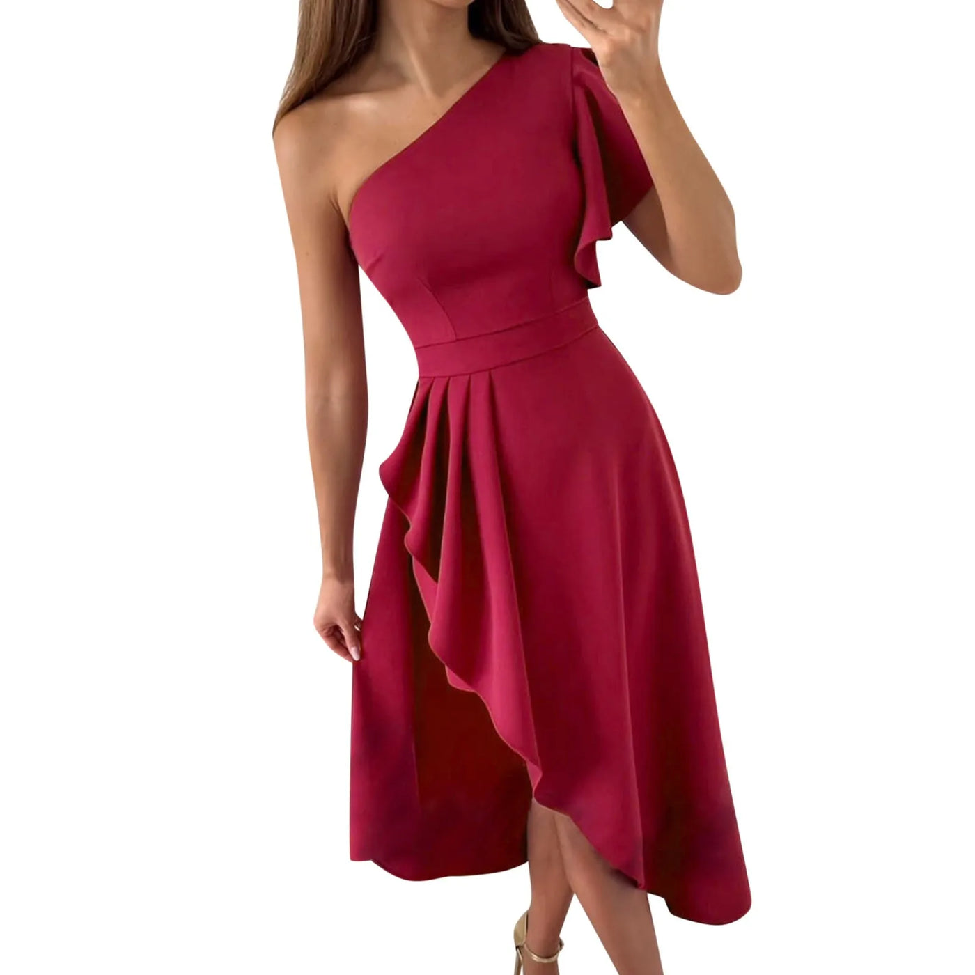 Linda® | Ärmelloses, formelles Midi-Kleid mit einer Schulter