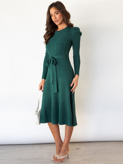Liliana® | Gestricktes Midikleid mit Rundhalsausschnitt