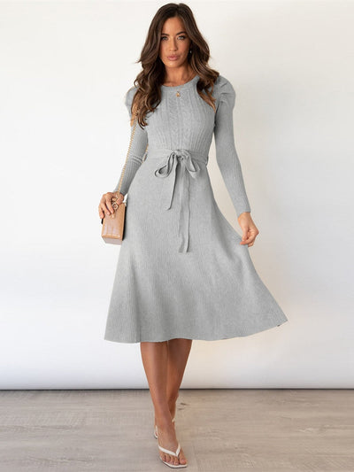 Liliana® | Gestricktes Midikleid mit Rundhalsausschnitt