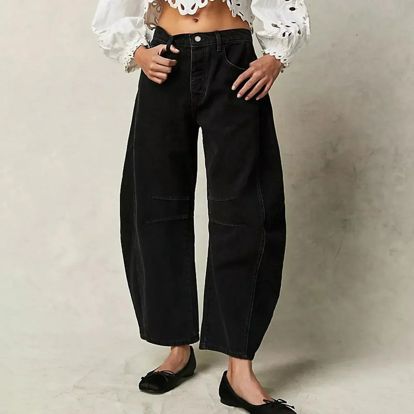 Weite Jeans mit Nahtdetails | High-Waist | Lässige Passform