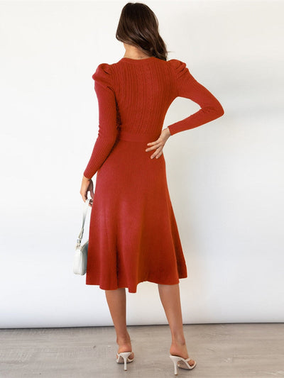 Liliana® | Gestricktes Midikleid mit Rundhalsausschnitt