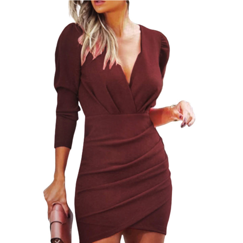 Zetta® | Elegantes Damen-Minikleid mit gerafftem V-Ausschnitt