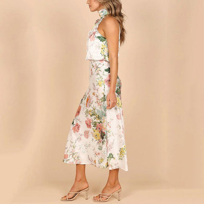 Olga® | Rückenfreies Kleid mit Blumenmuster und elegantem Kragen
