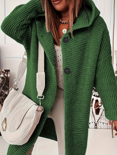 Saskia Elegance | Kurvenumspielende Strickjacke mit Kapuze für mühelosen Stil in großen Größen