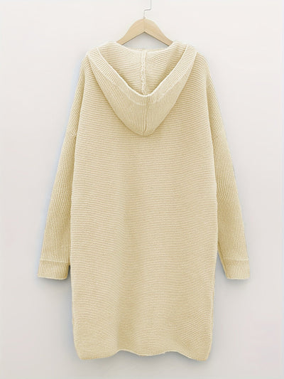 Saskia Elegance | Kurvenumspielende Strickjacke mit Kapuze für mühelosen Stil in großen Größen
