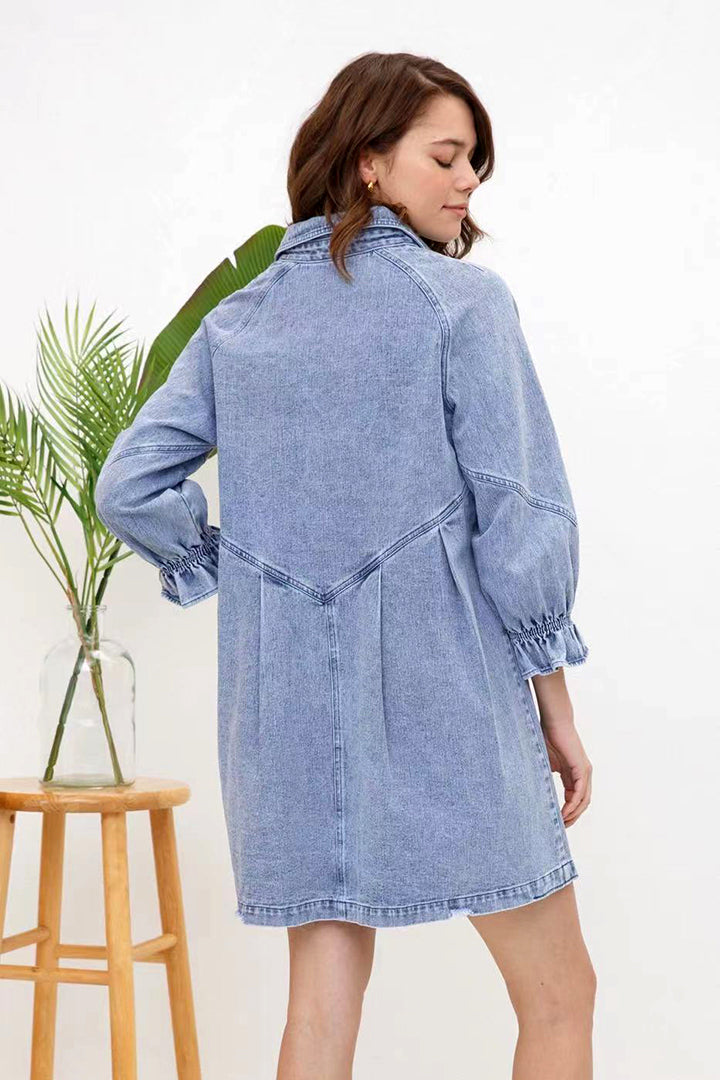 Josefina® | Langes Jeanskleid mit langen Ärmeln, Rosa