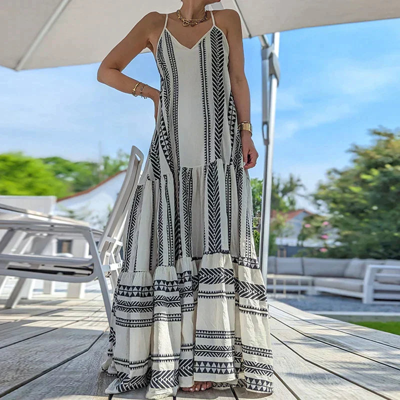 Weiches - Armelloses Rüschenkleid mit lässigem Print für dich
