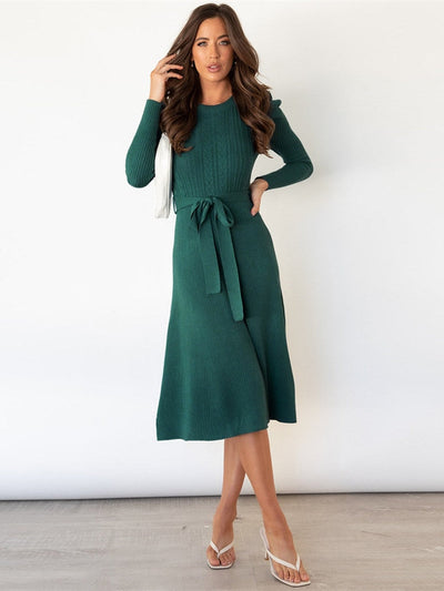 Liliana® | Gestricktes Midikleid mit Rundhalsausschnitt