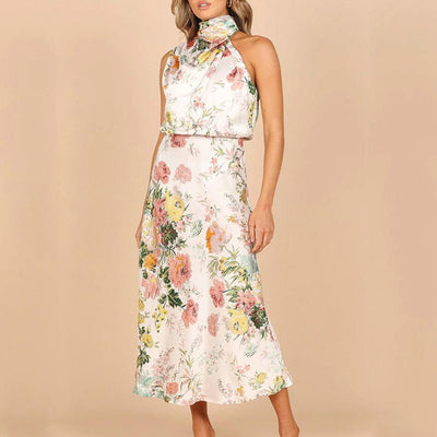 Olga® | Rückenfreies Kleid mit Blumenmuster und elegantem Kragen
