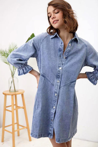 Josefina® | Langes Jeanskleid mit langen Ärmeln, Rosa