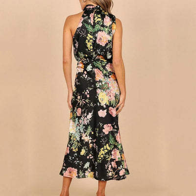 Olga® | Rückenfreies Kleid mit Blumenmuster und elegantem Kragen