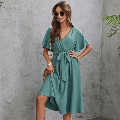 Ofelia® | Wickelkleid mit V-Ausschnitt und ausgestellten Ärmeln