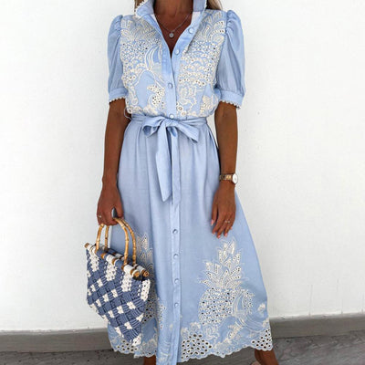Weiches - Elegantes besticktes Sommerkleid für dich