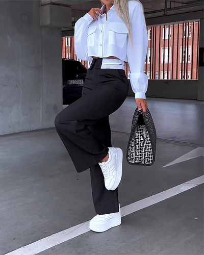 Stilvolle Amalia | Elegantes zweiteiliges Outfit mit Hose, Oberteil und raffinierten Details