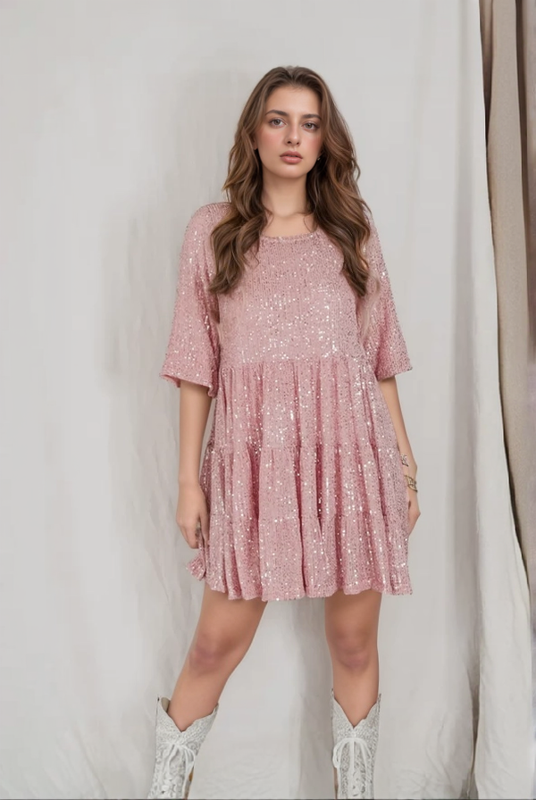 Irma® | Bequemes Babypuppenkleid mit Pailletten