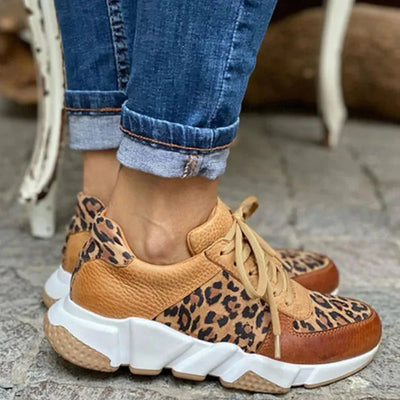 Tigra - Lässige vulkanisierte Sneakers mit wildem Leopard-Muster und dicken Sohlen