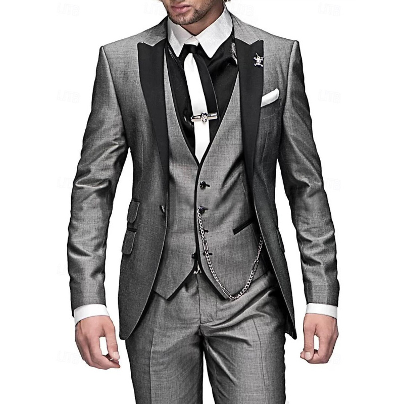 Dreiteiliger Herrenanzug aus Leinen – Blazer, Weste und Hose für Eleganz