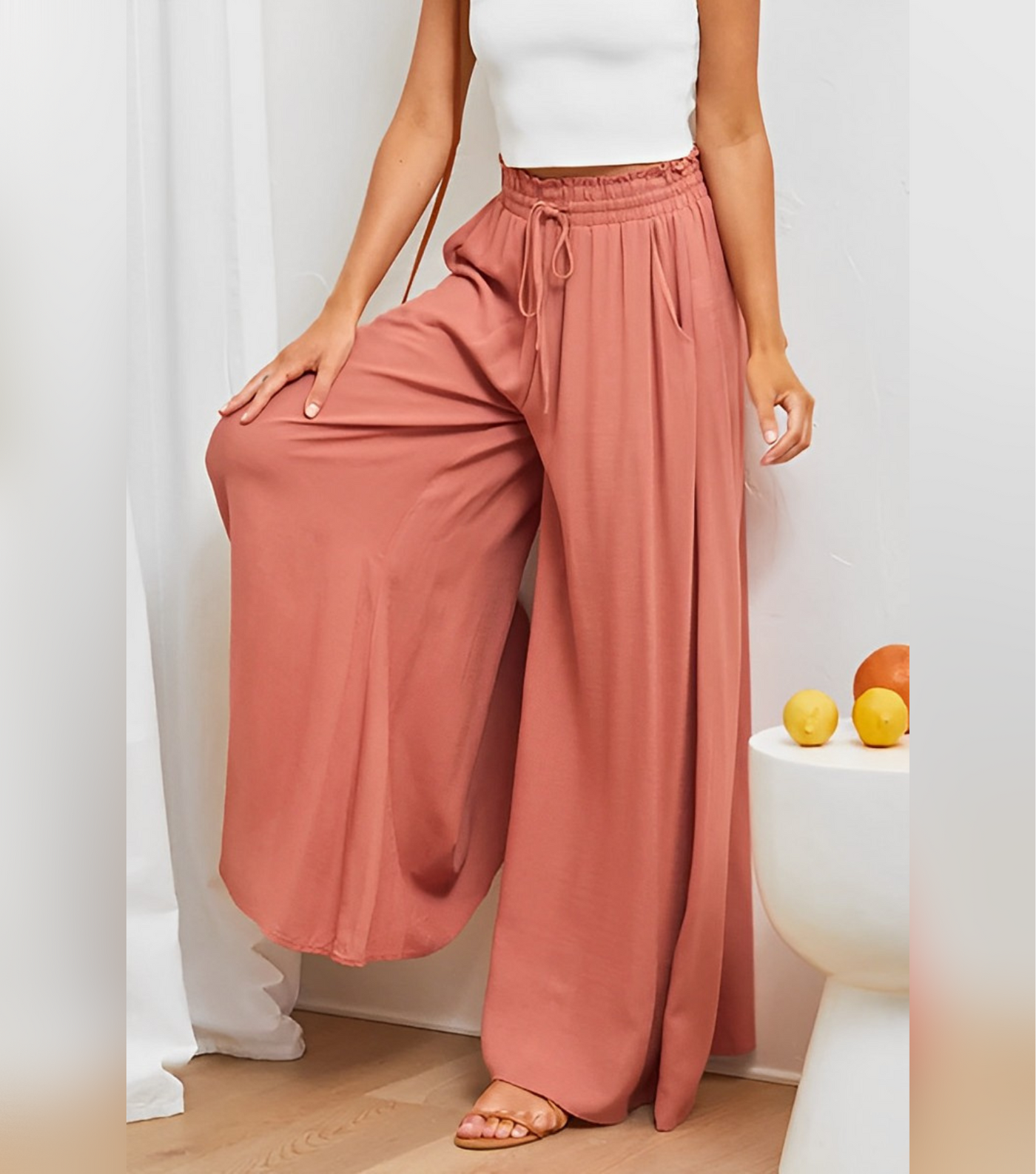 Weit Geschnittene Hose mit Kordelzug für Damen