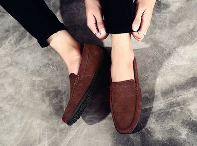 Wildleder-Slipper | Slip-On | Rutschfest | Mokassins | Herren-Slipper