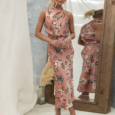 Olga® | Rückenfreies Kleid mit Blumenmuster und elegantem Kragen