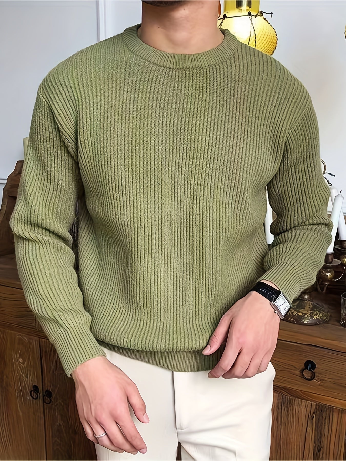 Yve | Herbst & Winter Eleganz, Herren Rundhals Pullover mit warmer Stricktextur