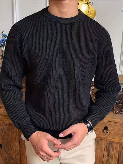 Yve | Herbst & Winter Eleganz, Herren Rundhals Pullover mit warmer Stricktextur