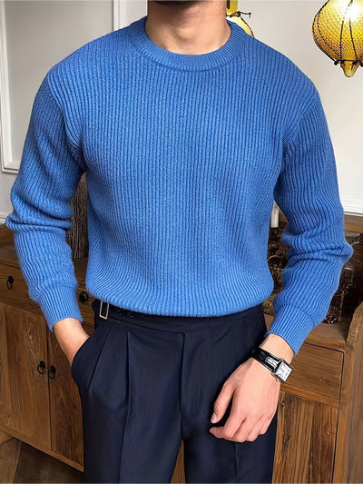 Yve | Herbst & Winter Eleganz, Herren Rundhals Pullover mit warmer Stricktextur