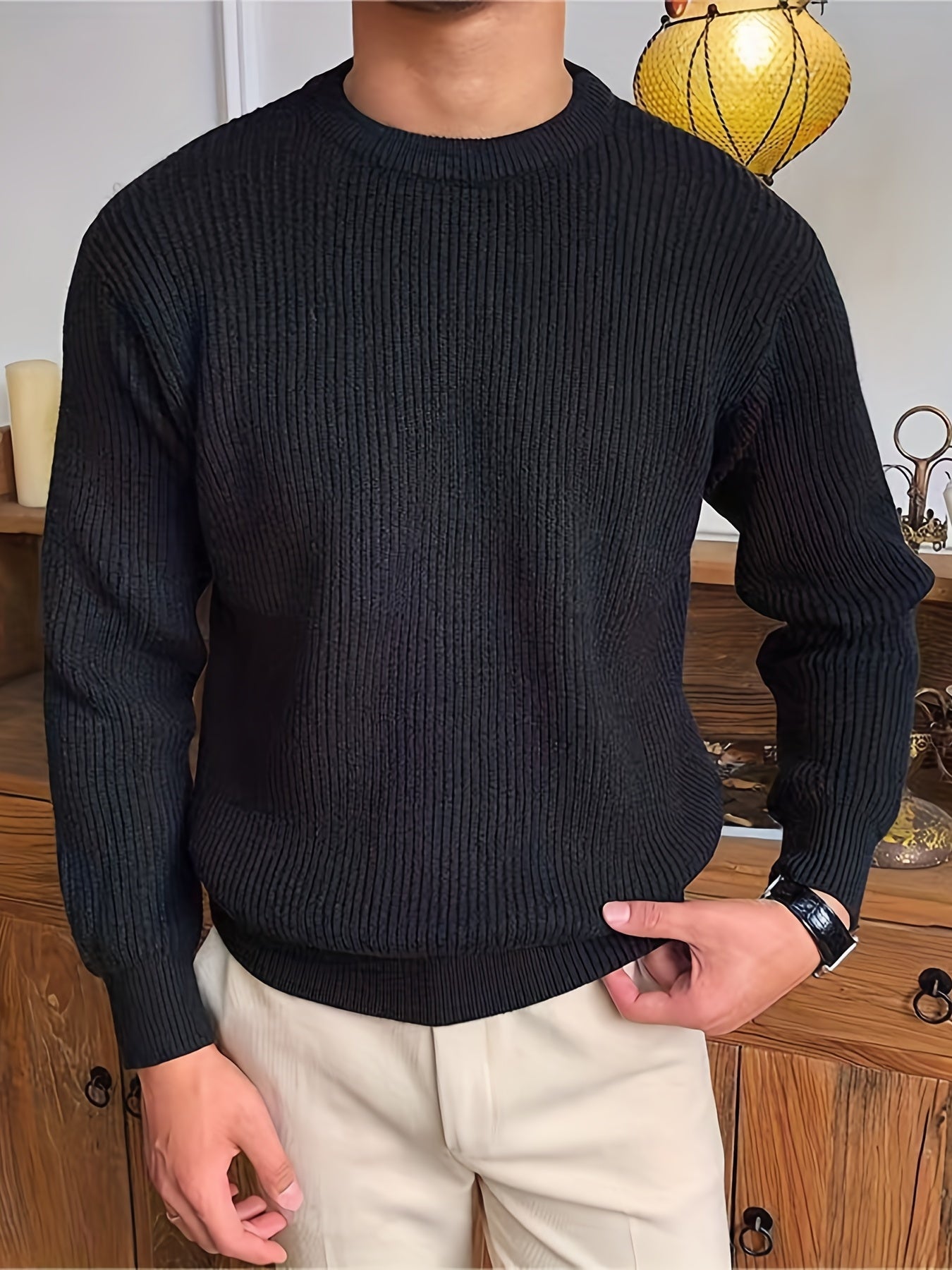 Yve | Herbst & Winter Eleganz, Herren Rundhals Pullover mit warmer Stricktextur