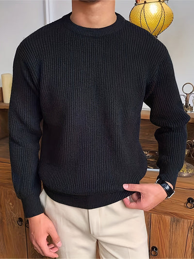 Yve | Herbst & Winter Eleganz, Herren Rundhals Pullover mit warmer Stricktextur