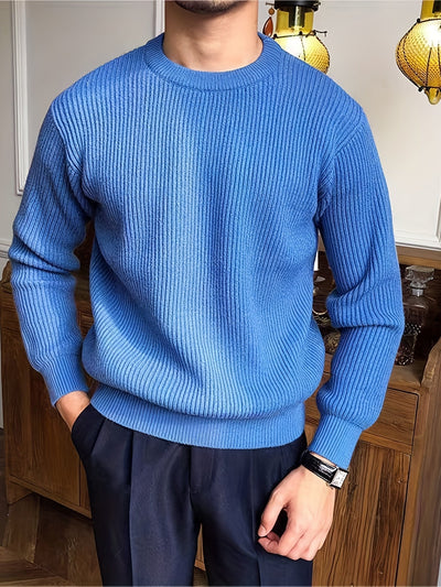 Yve | Herbst & Winter Eleganz, Herren Rundhals Pullover mit warmer Stricktextur