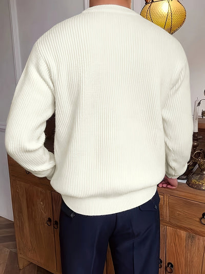 Yve | Herbst & Winter Eleganz, Herren Rundhals Pullover mit warmer Stricktextur