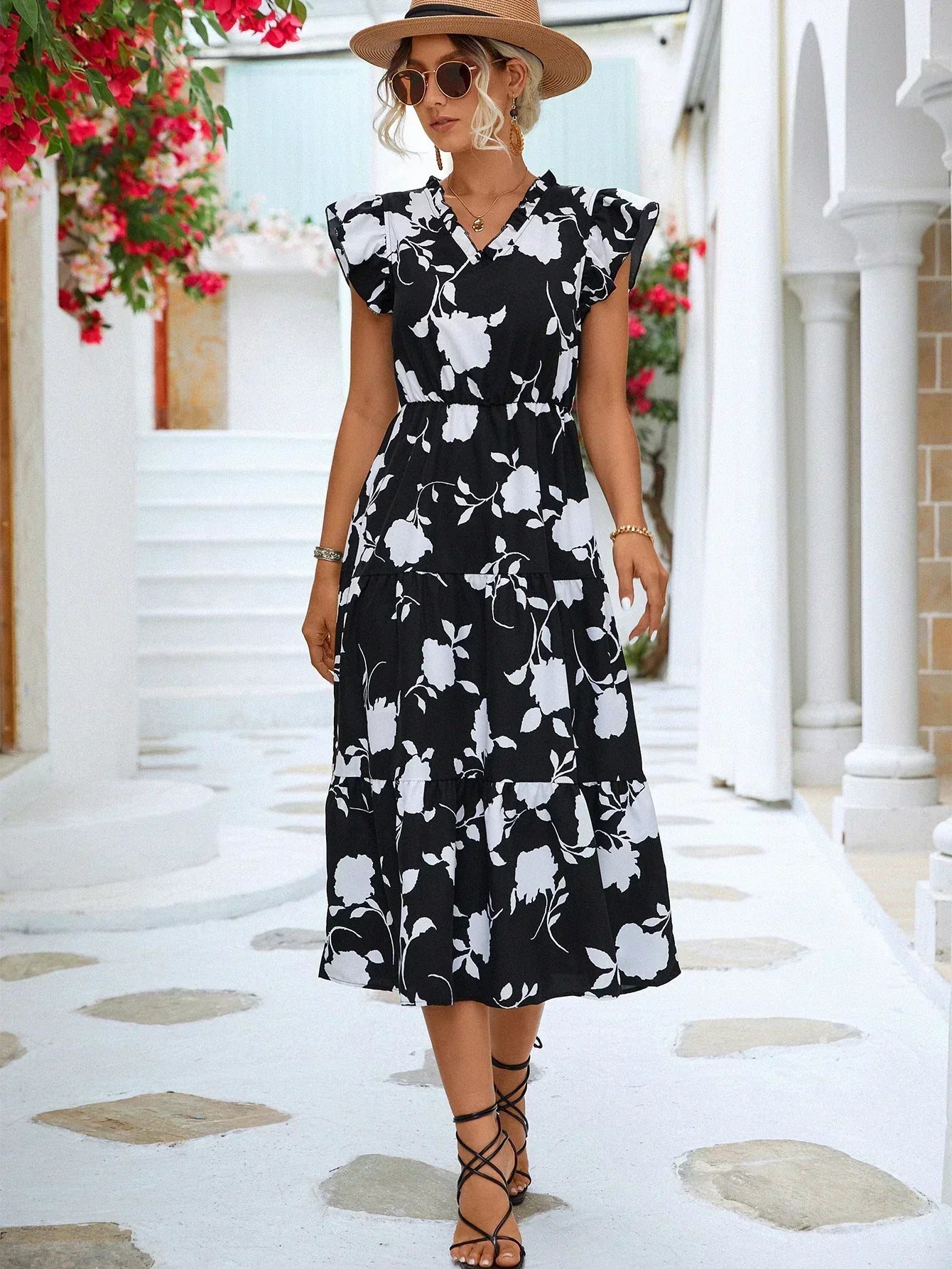 Yoselin® | Elegantes Sommerkleid mit Blumendruck