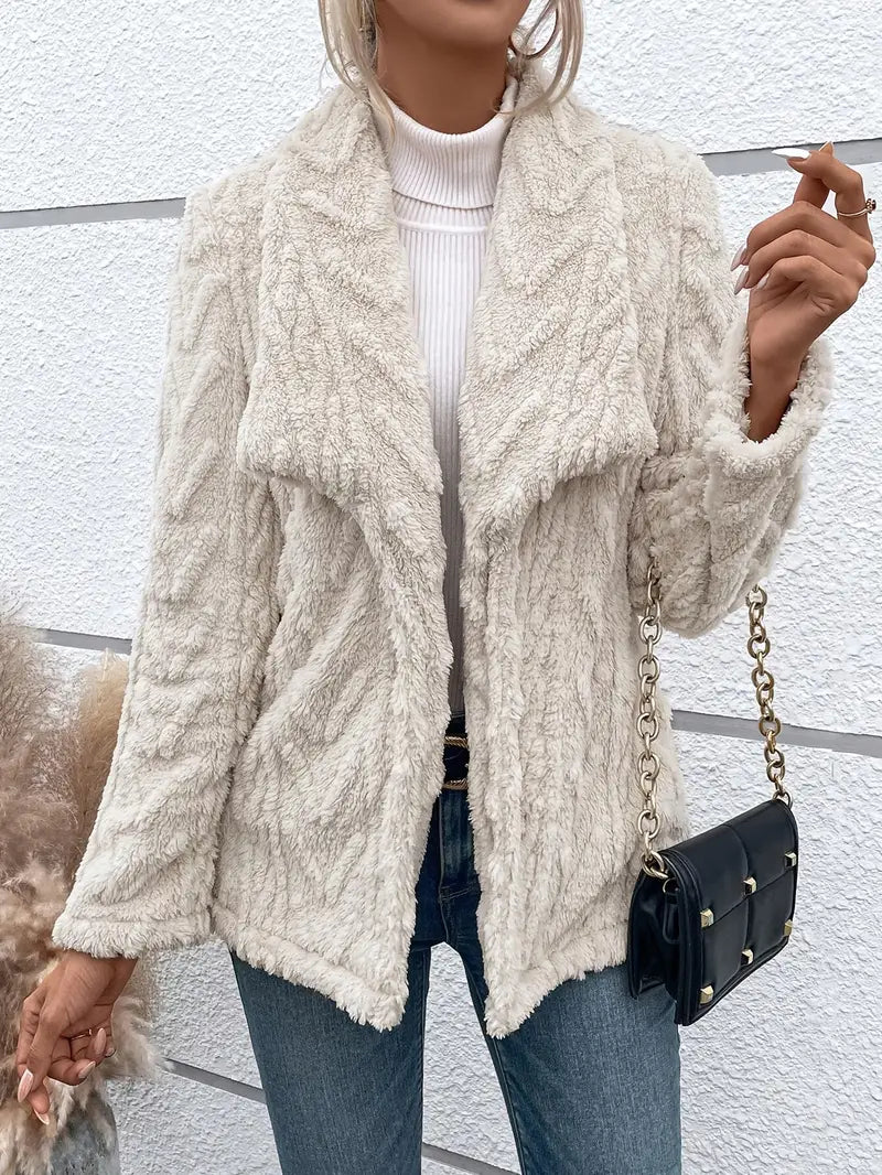 Weiße Fleece Jacke für Damen | Elegante