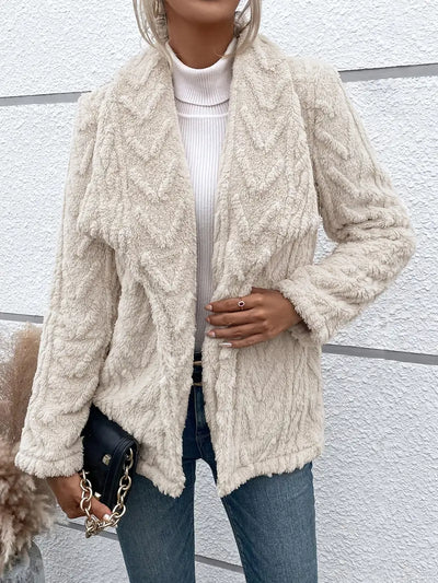 Weiße Fleece Jacke für Damen | Elegante