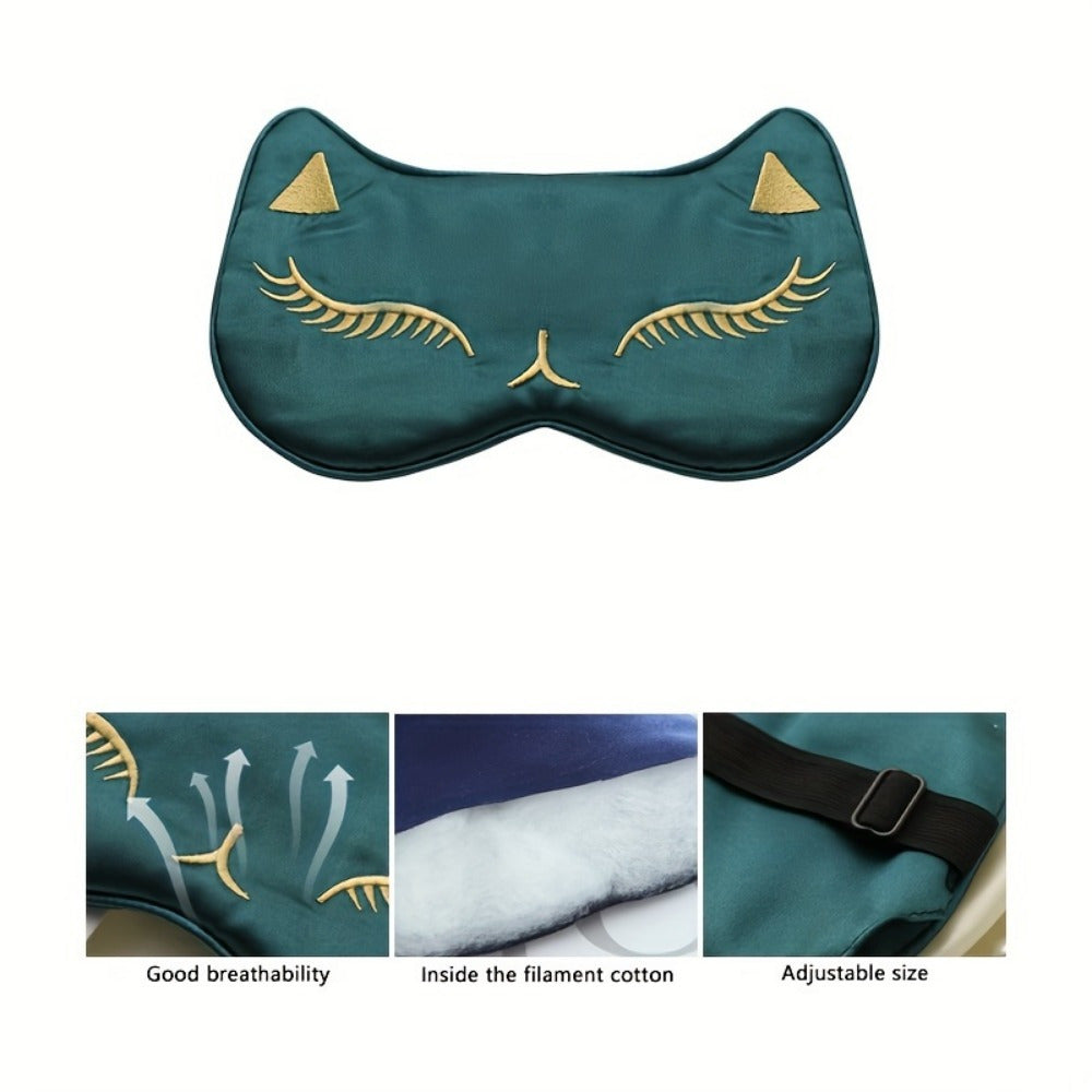 WhiskerWonders Cartoon-Katzen Schlafmaske aus Seide
