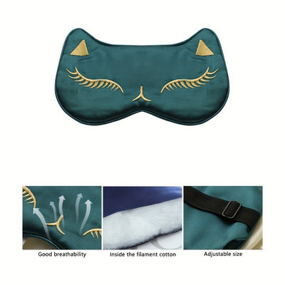 WhiskerWonders Cartoon-Katzen Schlafmaske aus Seide