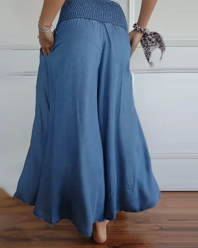 Weite Hose mit Smockbund | Maxi-Länge | Lässiger Fall