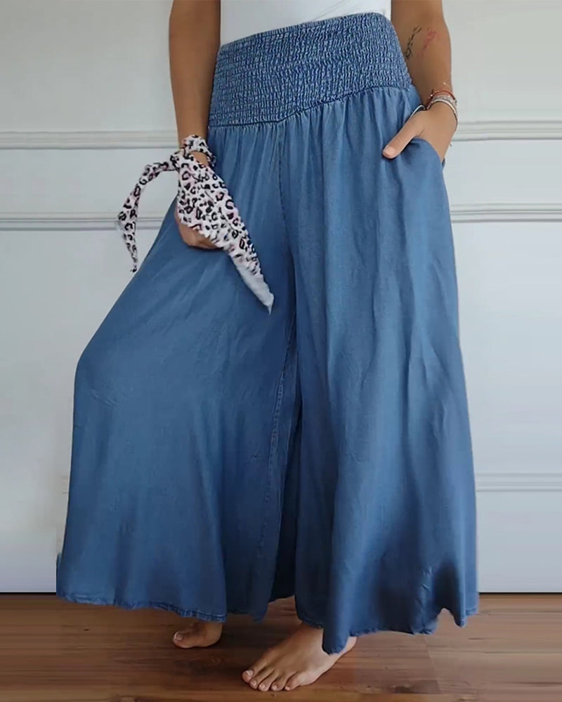 Weite Hose mit Smockbund | Maxi-Länge | Lässiger Fall