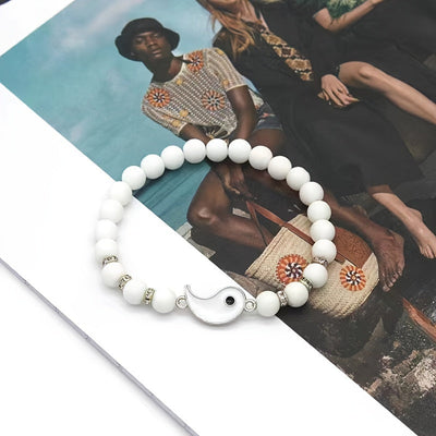 2 Stück Yin Yang Tai Chi Armbänder für Damen – Elegantes & Vintage-Perlendesign