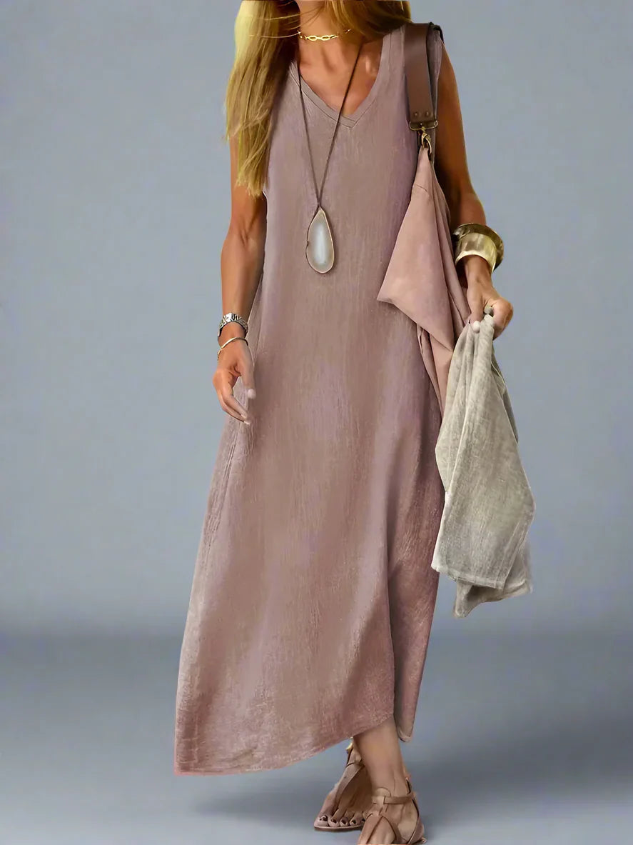 Yvette | Elegantes Sommerkleid aus Baumwolle und Leinen