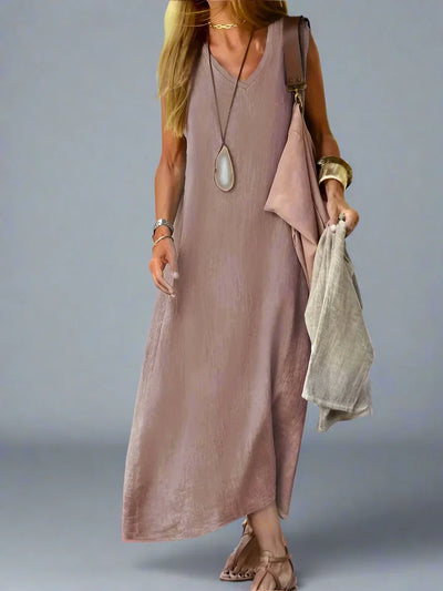 Yvette | Elegantes Sommerkleid aus Baumwolle und Leinen
