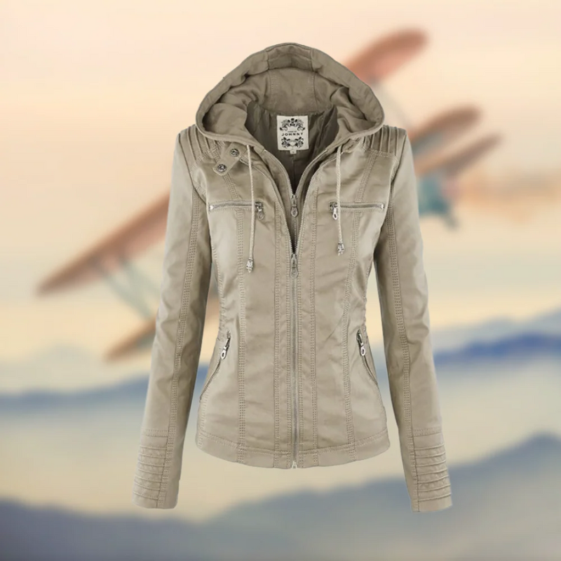 Damen Bikerjacke mit Kapuze | Warme