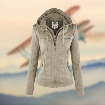 Damen Bikerjacke mit Kapuze | Warme