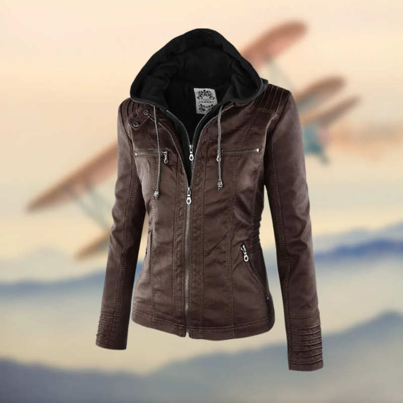 Damen Bikerjacke mit Kapuze | Warme