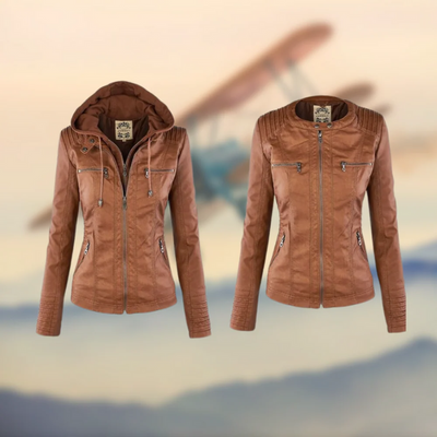 Damen Bikerjacke mit Kapuze | Warme