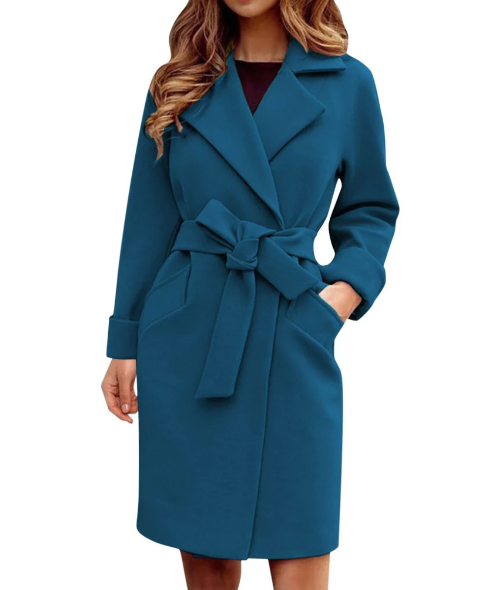Zemirah | Damen Blau Trenchcoat | Lang