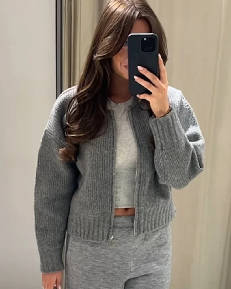 Abby | Damen Grau Strickjacke | Cardigan