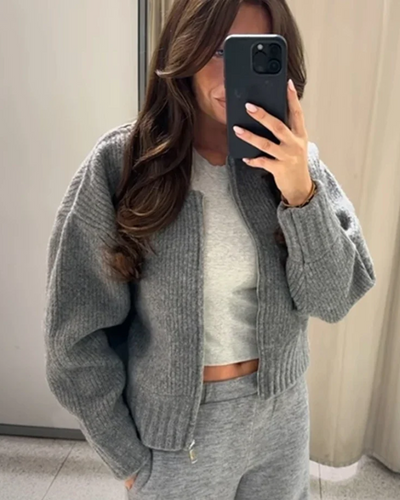 Abby | Damen Grau Strickjacke | Cardigan