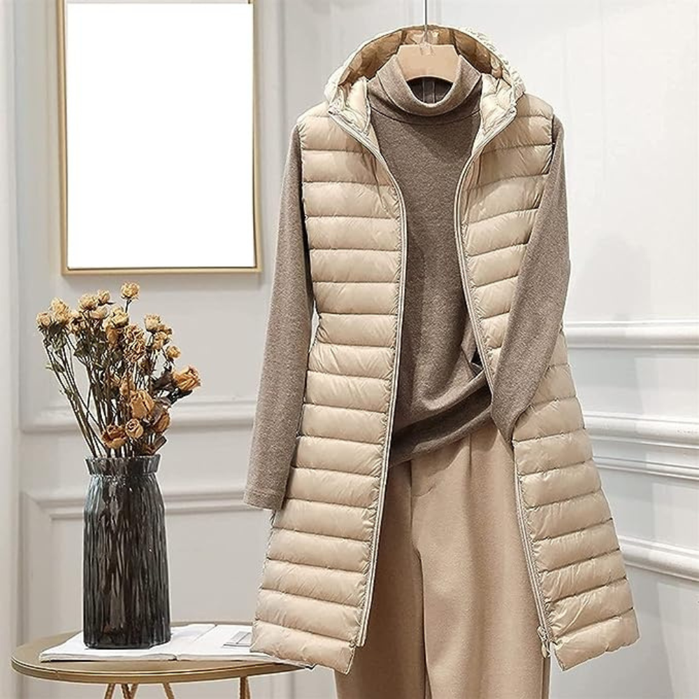 Whitney | Damen Ärmellose Weste | Lange Steppjacke